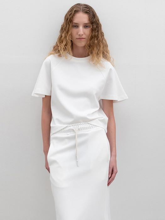 STRING SWEAT SKIRT_WHITE