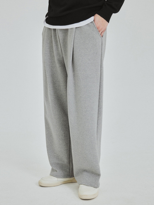 [기모버전추가]Deep one-tuck wide sweat pants(4col)