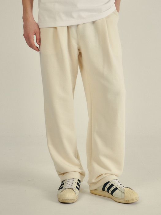 [기모버전추가]Deep one-tuck wide sweat pants(4col)