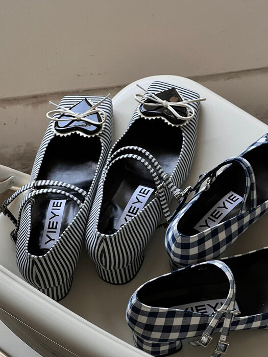 Y.13 Candy Mary-Jane Flats / Y.13-F34 / NEWSBOY STRIPE