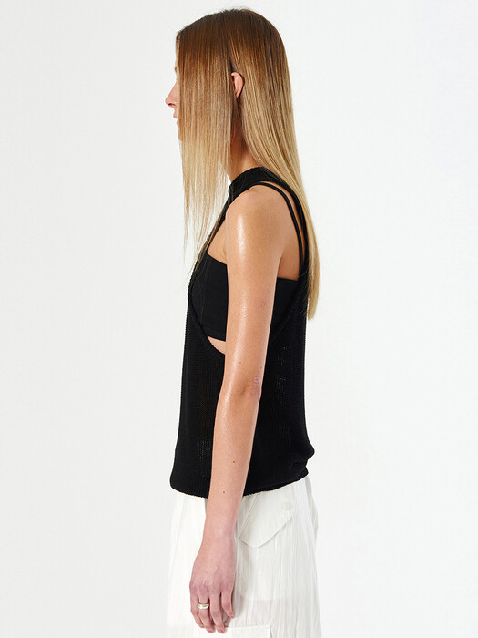 UNBALANCE SLEEVELESS KNIT (black)