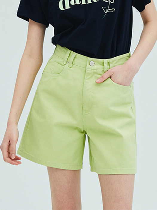 Color Denim Shorts_Lime