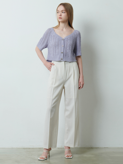 Belted point pintuck wide pants (2color)