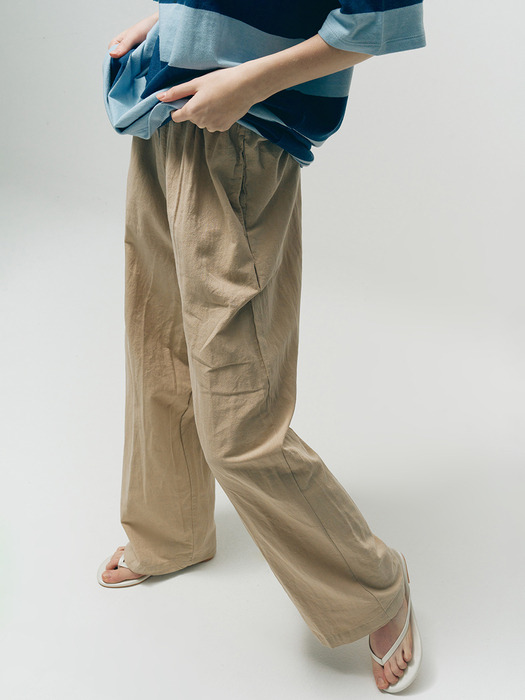 Washed vacation linen pants_beige