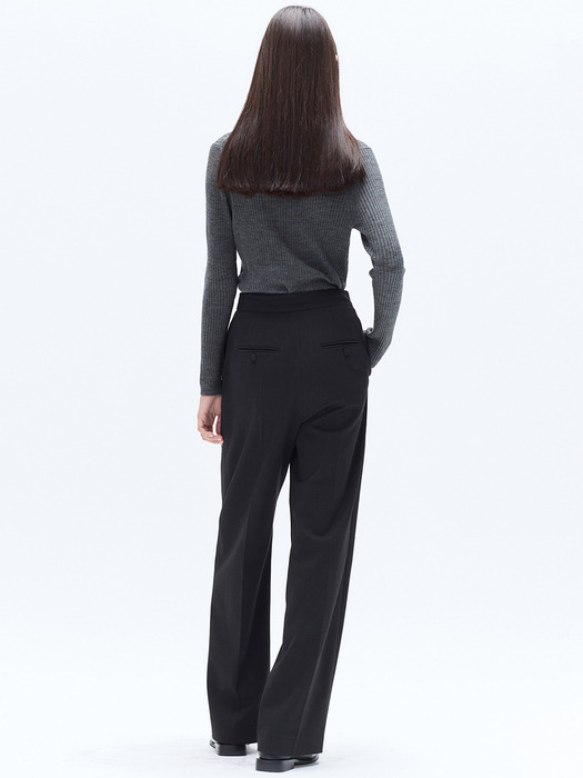 PINTUCK TAILORED WIDE PANTS_CH.GREY