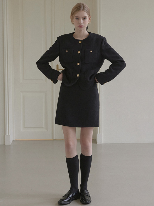 Jane Tweed Mini Skirt - Black
