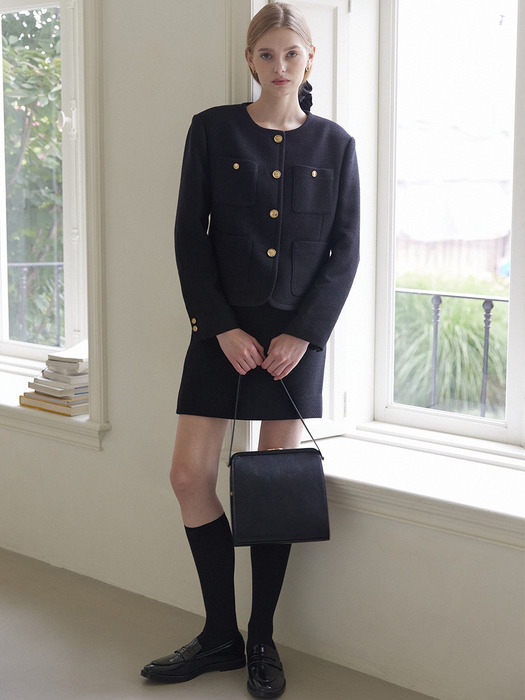 Jane Tweed Mini Skirt - Black