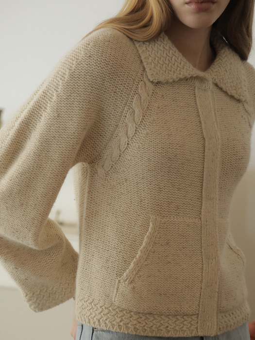 Gold Pearl Knit Jacket (Cream)
