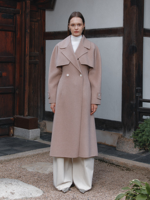 DIANA Cashmere Blended Handmade Trench Coat_Pink Beige