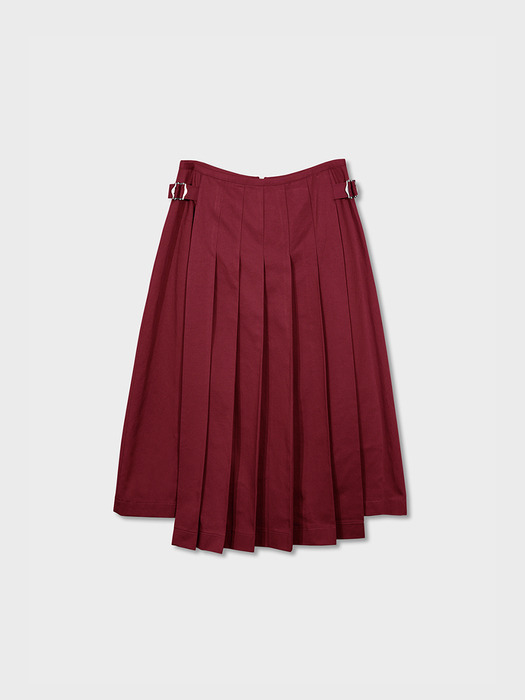 pleated midi skirt (red wine)