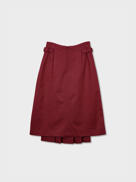 pleated midi skirt (red wine)