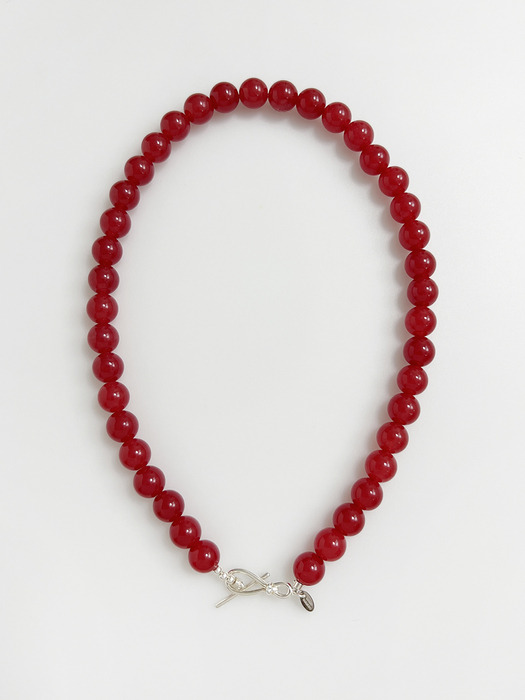 [silver925] Bold Gemstone Necklace / Red