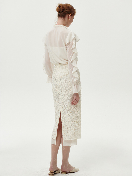 LACE EMBROIDERY SKIRT_IVORY