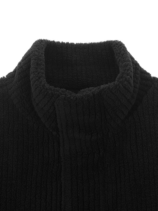OUT POCKET FUZZY PUFFER JUMPER IN BLACK