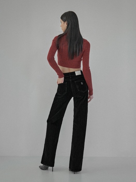 Holiday Black Flare Velvet Denim - YF393