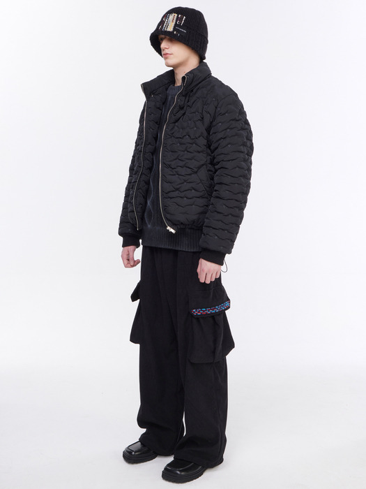 Corduroy Banding Pants Black