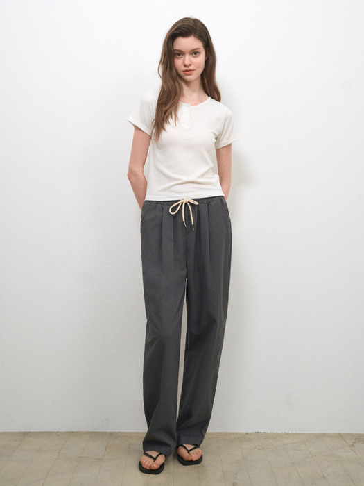 Easy Linen Semi-Wide Banding Pants(7color)
