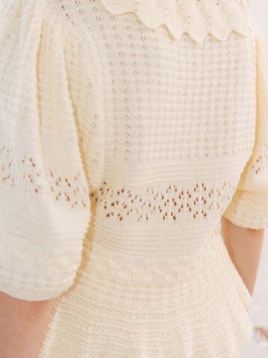 Via Helena frill knit top (Ivory)