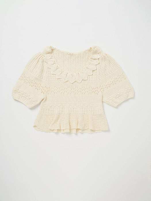 Via Helena frill knit top (Ivory)