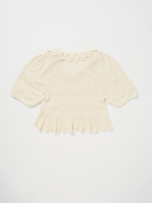 Via Helena frill knit top (Ivory)