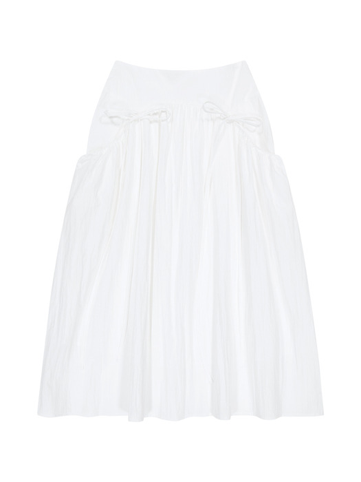 SHIRRING POCKET LONG SKIRT (WHITE)