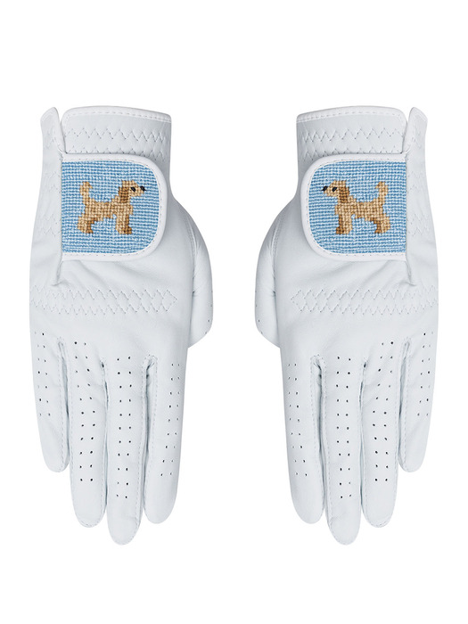 Poodle Sky Blue Needlepoint Glove (Pair)