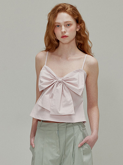 Big Ribbon Peplum Bustier_Light Pink