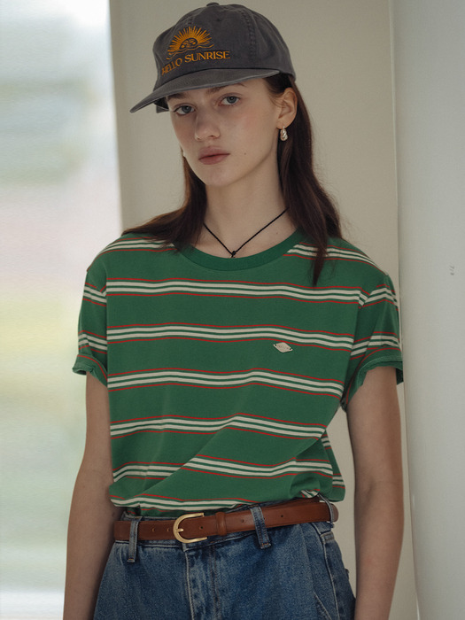 Multi stripe cotton t-shirt_Green