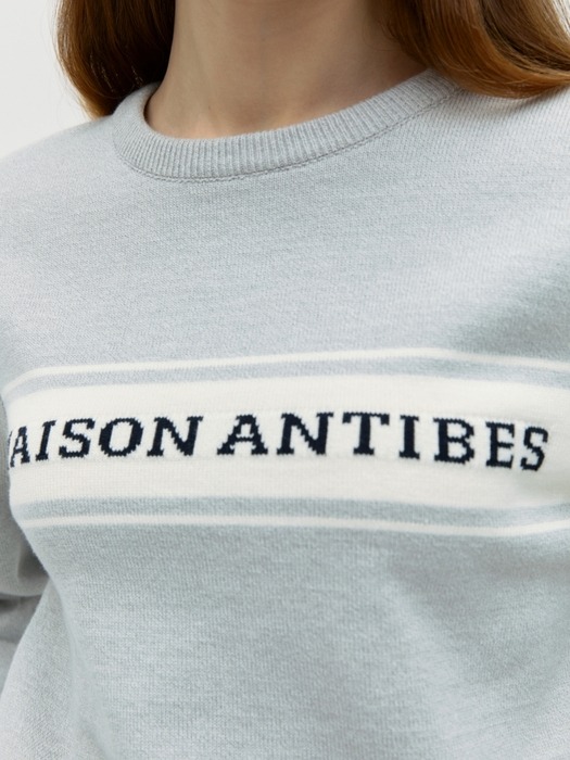 lettering long sleeve pullover - gray