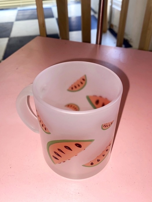 Toy watermelon glass mug (matte)