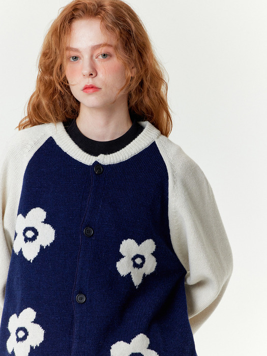 4 FLOWER CARDIGAN NAVY