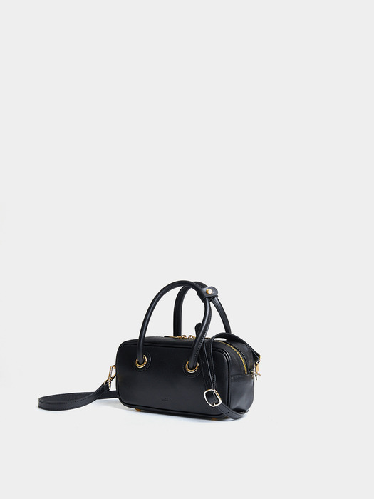 SOFT MINI BOSTON BAG, BLACK