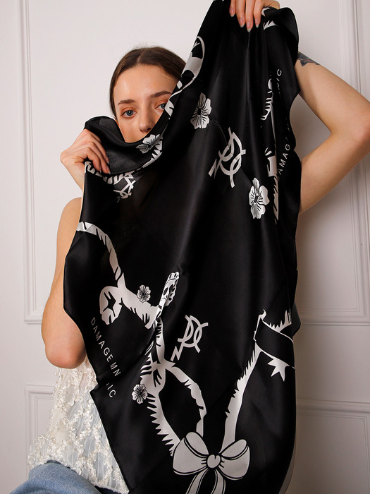 실크100 블랙 주얼 스카프 90cmx90cm_Silk100 Blck Jewel Scarf