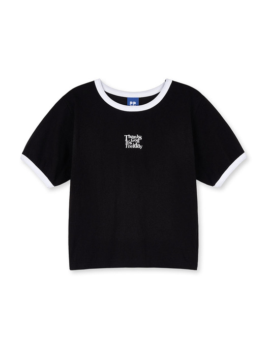 우먼즈 에센셜 로고  크롭 티셔츠(BLACK)