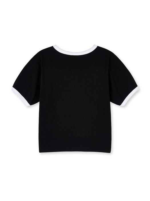 우먼즈 에센셜 로고  크롭 티셔츠(BLACK)
