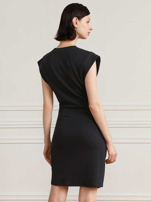 YY_Asymmetric fitted dress_BLACK
