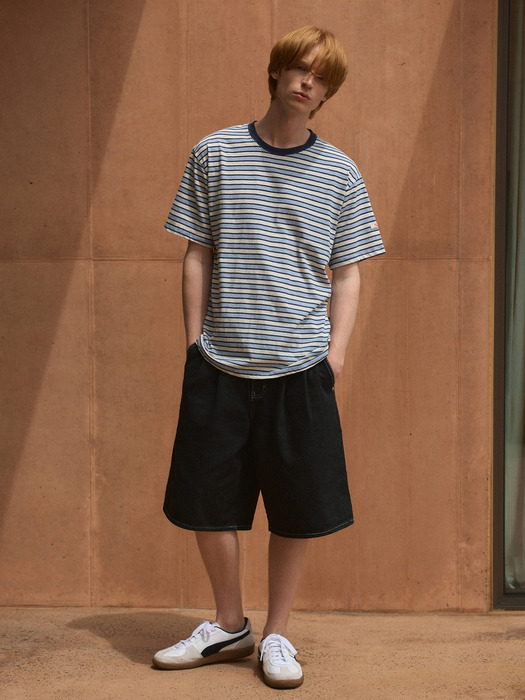 Vintage Stripe Short Sleeve T-shirt 4color