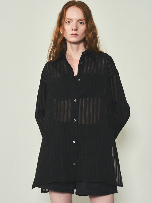 Sheer Stripe Shirts_CTT329(Black)