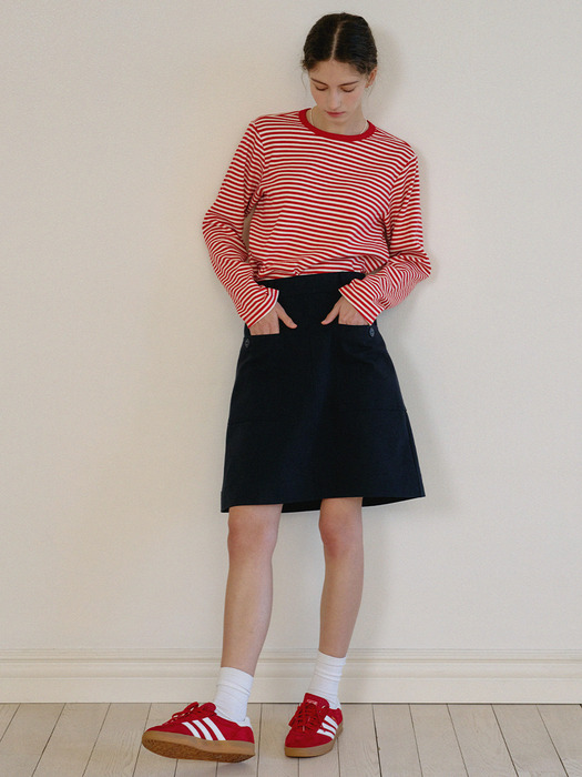 Stripe Ribbed Long Sleeve Tshirt_2 colors