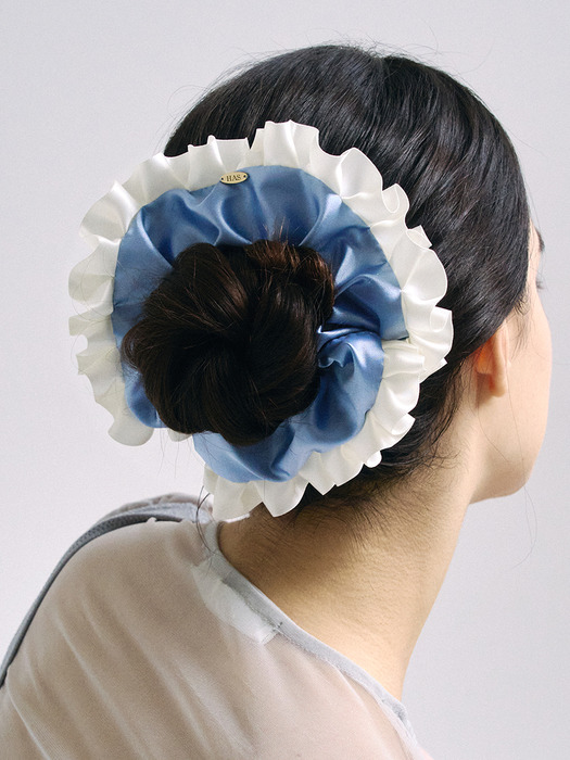 HSU003 Satin pleated lace scrunchie