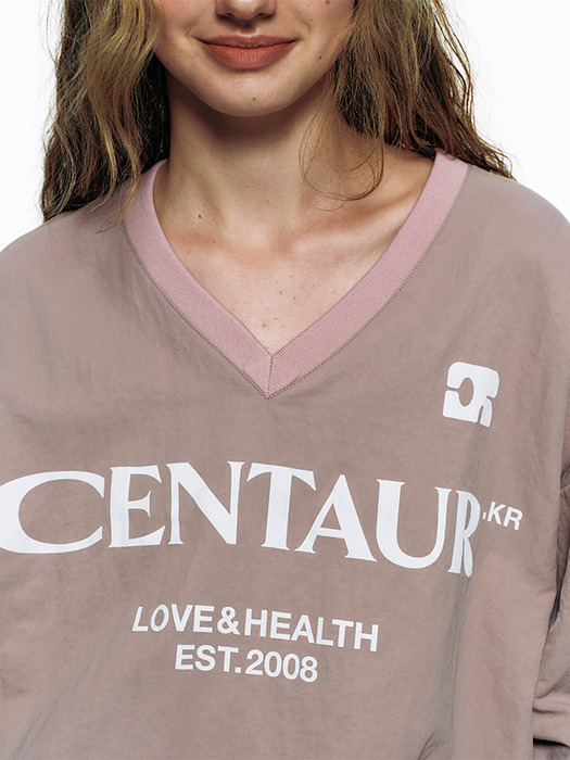 CENTAUR NYLON V-NECK SWEATSHIRT_PINK