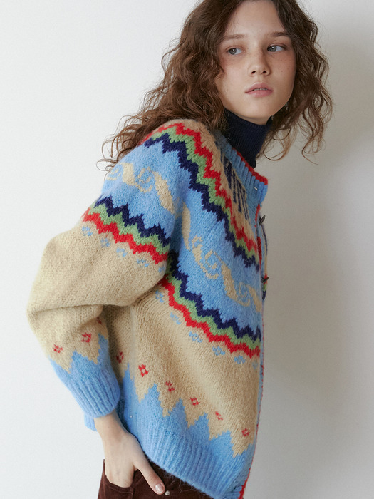 Wave Nordic Cardigan (Beige)