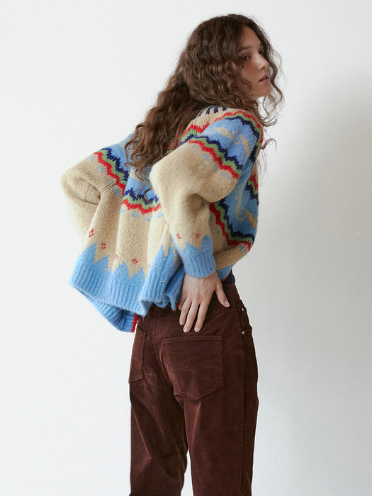 Wave Nordic Cardigan (Beige)