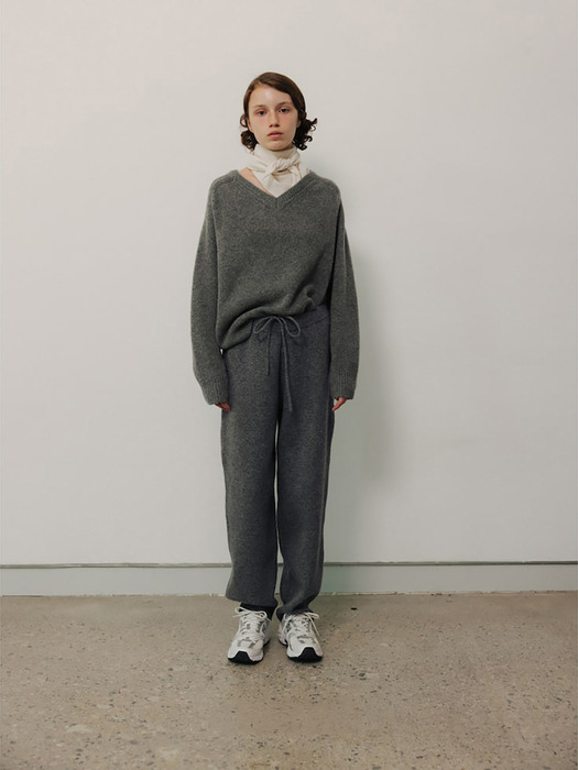 Wool Vneck Pullover  Grey (WE4X51C773)