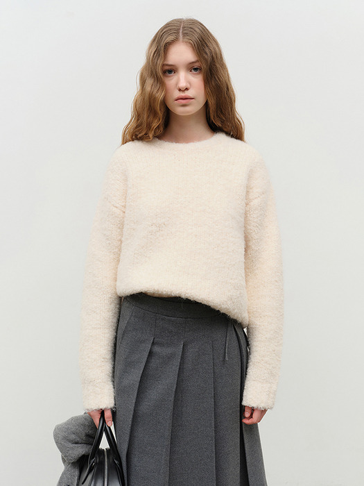 UNISEX CLOUD BOUCLE SWEATER IVORY_UDSW4D127IV