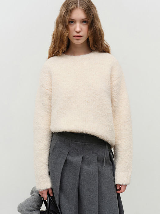 UNISEX CLOUD BOUCLE SWEATER IVORY_UDSW4D127IV