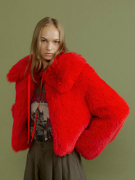 MU fur collar muffler [red]