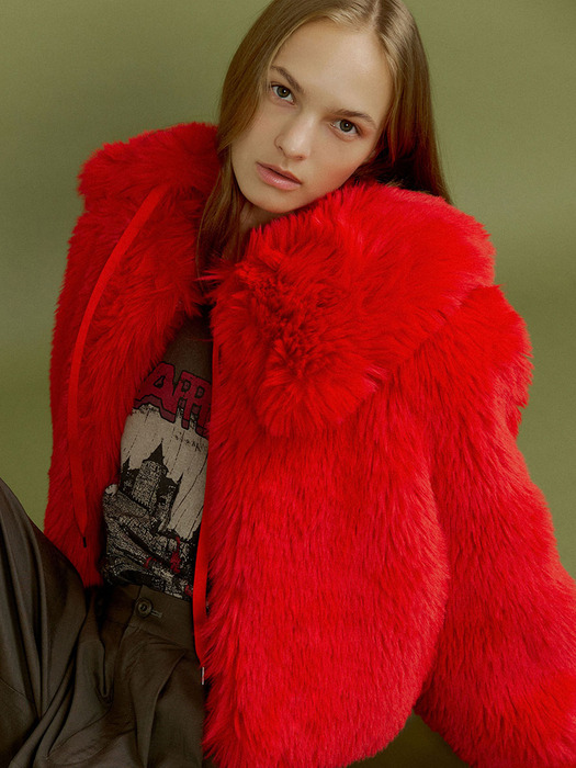 MU fur collar muffler [red]