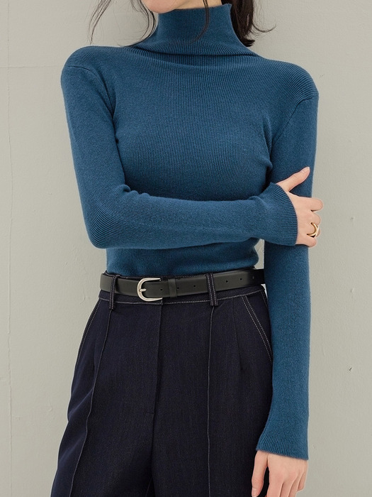 HIGH TURTLENECK KNIT (BLUE-GREEN)