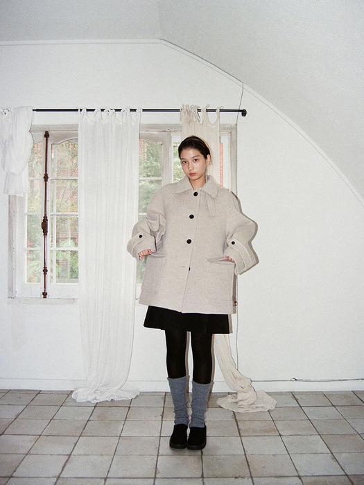 moui Classic Wool half coat (OATMEAL)